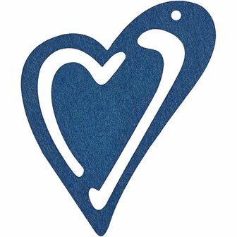 Hart, donkerblauw, afm 55x45 mm, dikte 2 mm, 10 stuk