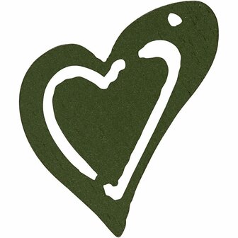 Donkergroen Hart Hout - DIY Houten Hartjes Decoratie - Geverfde Houten Hartjes - Decoratieve Hartjes Set - Houten Harten Decoratie - 25x22 mm - 20 Stuks