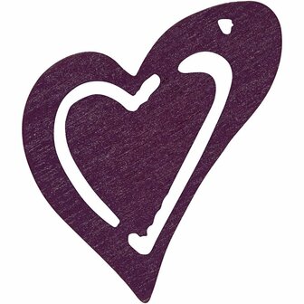 Donkerpaars Houten Hartjes - DIY Geverfde Houten Harten - Donkerpaars Houten Hartjes Set - Creatieve Houten Decoratie Harten - Afmetingen 25x22 mm - 20 Stuks