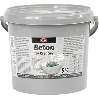 Hobbybeton - Betonpoeder Voor Creatieve Toepassingen - DIY Gietbeton - Beton Voor Sculpturen - Creatief Beton - Gewicht 5000 Gram - 1 Doos