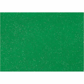 Hobbyvilt - Groen - A4 - 210x297 mm - 10 Vellen - 1 mm Dikte - Met Glitterpatroon - Stevig Hobbyvilt - Perfect voor DIY Decoraties, Knutselen &amp; Naaien