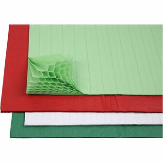 Honingraat papier - diverse kleuren - 28x17,8 cm - Creotime - 4x2 vellen