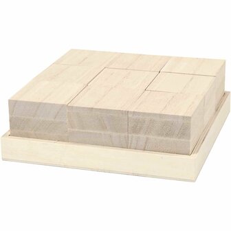 Houten Blokken - Vierkante Houten DIY Knutselblokken - Keizerin Boom Hout - Perfect Voor Creatieve Projecten - Formaat 4x4x4 cm - Set van 9 stuks