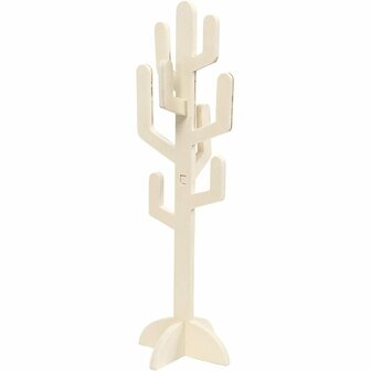 Houten cactus, H: 38 cm, B: 12 cm, 1 stuk