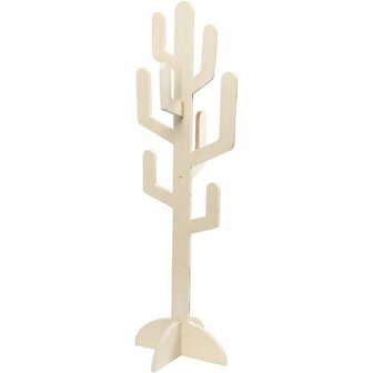 Houten cactus, H: 60 cm, B: 18,5 cm, 1 stuk