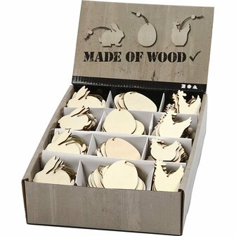 Houten Decoraties - Houten Versieringen - Decoratiehout - Houten Figuurtjes - Houten Kerstdecoraties - 200 Stuks - Ophanglus met Jute en Houten Kraal