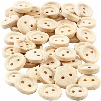 Houten Knopen - Ronde Knopen - DIY Kleding Accessoires - Vintage Knopen - Naaibenodigdheden - Stevige Knopen - Mode Knopen - D 11 mm - 2 Gaten - 50 Stuks