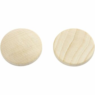 Houten knopen, d 25 mm, dikte 5 mm, 15 stuk/ 1 doos