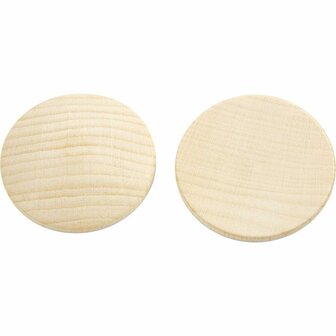 Houten knopen, d 40 mm, dikte 5,2 mm, 100 stuk/ 1 doos