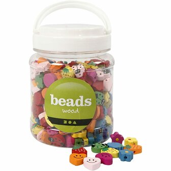 Houten Kralen - Figuur Kralen - Creatieve Sieraden Kralen - DIY Grote Kralen - Formaat 15-20mm - Gatgrootte 1,5mm - 235g - 700ml - 325 Stuks