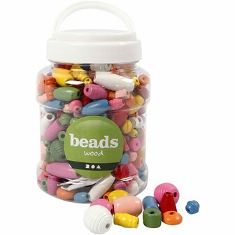 Houten Kralen - Medium Formaat - Diverse Kleuren - 175 gr - 5-28 mm - Gatgrootte 2,5-3 mm - Perfect voor Armbanden, Sieraden en Creatief Knutselen