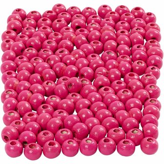 Houten kralen, roze, 150 stuk, d 5 mm, gatgrootte 1,5 mm, 6 gr