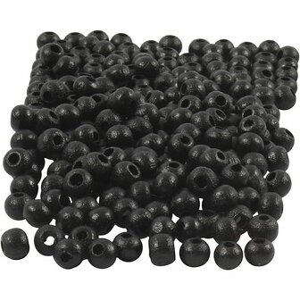 Houten Kralen - Zwart - Kleine Zwarte Houten Kralen - DIY Creatieve Sieraden - Diameter 5mm - Gatgrootte 1,5mm - 6g - 150 Stuks