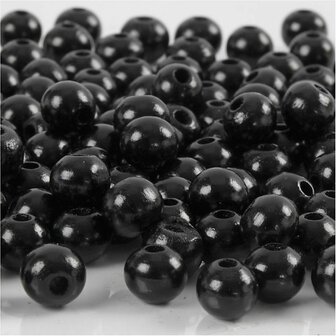 Houten Kralen - Zwart DIY Decoratieve Sieraden Kralen - Onbewerkte Knutsel Kralen Voor Armbanden &amp; Kettingen - Hoge Kwaliteit - &Oslash; 8 mm - Set van 80 Stuks