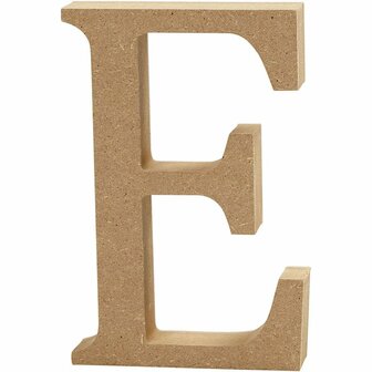 Houten letter E MDF 8 cm