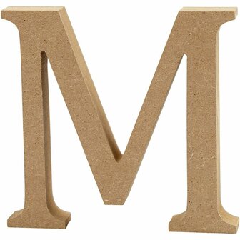 Houten letter M MDF 8 cm