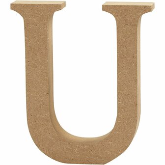 Houten letter U MDF 8 cm