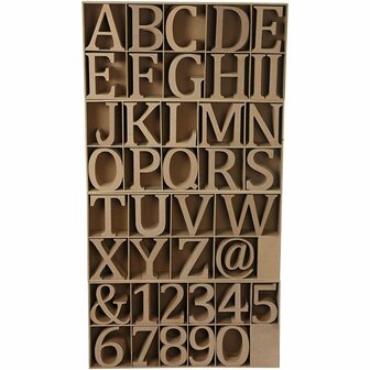 Houten Letters, Cijfers &amp; Tekens - 8 cm Hoog - 1,5 cm Dikte - Set van 240 - Perfect voor DIY Decoraties, Naamborden &amp; Hobbyprojecten