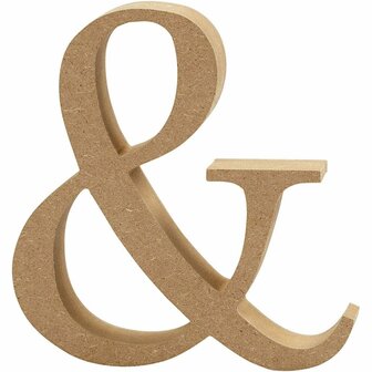 Houten symbool ampersand MDF 8 cm