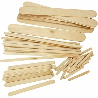 IJsstokjes 5,5-20 cm - B: 6-25 mm - 4250 Stuks - Berkenhout - Assorti Maten - DIY Knutselprojecten