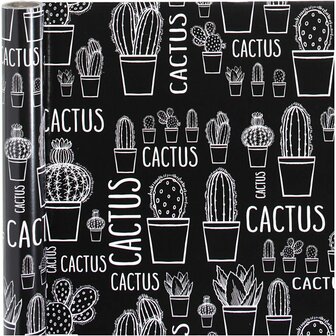 Inpakpapier - Groen Cactus Design - Decoratief Geschenkpapier Voor Cadeaus - DIY Geschenkverpakking - Feestelijke Cadeau Rolpapier - B: 50 cm - 5 m - 80 gr - 1 rol