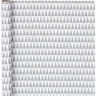 Inpakpapier, groen, wit, denneboom, B: 70 cm, 80 gr, 4 m/ 1 rol