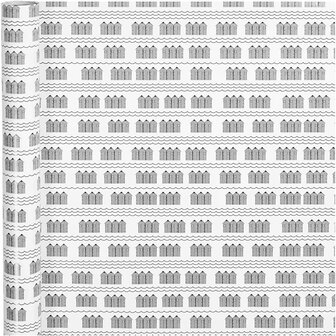 Inpakpapier - Zwart En Wit Badhuis Print - Feestelijke Geschenkverpakking - Decoratief Luxe Cadeau Rolpapier - DIY Cadeaupapier Voor Hobbyprojecten - B: 70 cm - 4 m - 80 gr - 1 rol