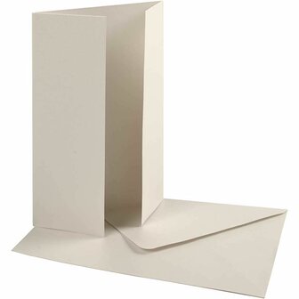 Kaart en Envelop - Off-White - Wit - 10,5x15 cm en 11,5x16,5 cm - 120+230 gr - 10 sets