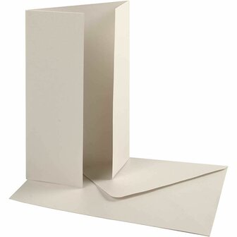 Kaart en Envelop - Wenskaarten - Off-White Kaarten Set - Luxe Wenskaart Envelop Set - DIY Creatieve Kaarten Maken - 10,5x15 cm En 11,5x16,5 cm - 120+230 gr - 10 Sets