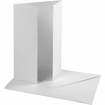 Kaart en Envelop - Wit - Wit - 10,5x15 cm en 11,5x16,5 cm - 120+230 gr - 10 sets