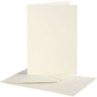 Kaarten &amp; Enveloppen, off-white, afmeting kaart 10,5x15 cm, afmeting envelop 11,5x16,5 cm, 10 set/ 1 doos