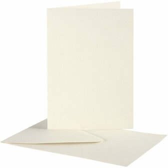 Kaarten &amp; Enveloppen, off-white, afmeting kaart 10,5x15 cm, afmeting envelop 11,5x16,5 cm, 10 set