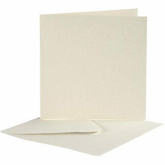 Kaarten &amp; Enveloppen, off-white, afmeting kaart 12,5x12,5 cm, afmeting envelop 13,5x13,5 cm, 10 set/ 1 doos