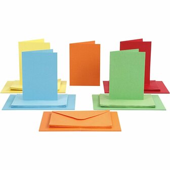 Kaarten En Enveloppen - Kaartenset - Dubbelzijdigde Kaarten - DIY - Kaarten Maken - Diverse Kleuren - A6 - Kaart: 10,5x15cm 220 Gram - Envelop: 11,5x16,5cm 110 Gram - 50 Sets