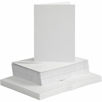 Kaarten En Enveloppen - Kaartenset - Dubbelzijdige Kaarten - DIY - Kaarten Maken - Wit - 10,5x15cm - 240 Gram - Envelop: 11,5x16,5cm - 50 Sets