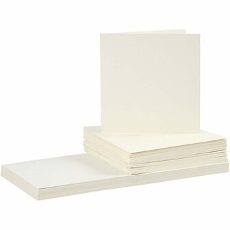 Kaarten en enveloppen, off-white, afmeting kaart 15x15 cm, afmeting envelop 16x16 cm, 110+220 gr, 50 set/ 1 doos