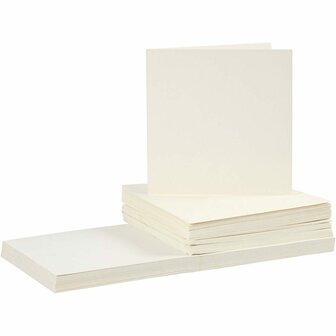 Kaarten en Enveloppen - Off-White - 15x15 cm - Envelop: 16x16 cm - 110+220 Grams - 50 Sets
