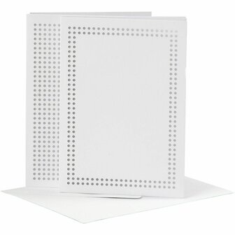 Kaarten En Enveloppen - DIY Borduurset - Witte Kaarten 10,5x15 cm - Enveloppen 11,5x16,5 cm - 6 sets - 1 doos - Handgemaakte Kaarten - Hobbykaarten - Knutselpapier