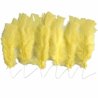 Donsveren Geel - Super Zachte Veertjes - Decoratieve Gele Veren - Knutselveren - Hobby Veren - Knutselveren - Sierveren - 11-17 cm - 18 Stuks