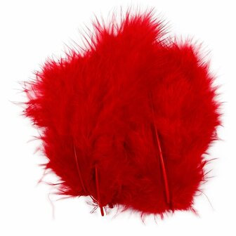 Kalkoenveren - Home deco - Kalkoenveren - Veren - Rood - 5-17cm - Creotime - 15 Stuks