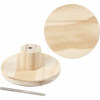 Kapstok Rond - Grenen Hout DIY Decoratie Kapstok - Diameter 11 cm - Diepte 4,5 cm - Inclusief Ophangbeslag - 1 stuk - Wandhaak - Duurzaam Hout - Rustieke Stijl