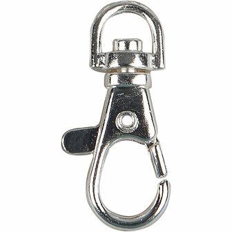 Karabijnsluiting - Verzilverd Karabijnhaak - Grote Sieraden Haak - Metalen Sluiting - DIY Sieraden Maken - Hoogte 3,7 cm - Diameter 37 mm - Breedte 1,4 cm - Sieraden Accessoires - 15 Stuks