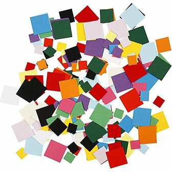 Karton Moza&iuml;ek - Felgekleurd - Vierkant - 20+15+20 mm - 180 gr - 3 Verschillende Maten - Creatief DIY Karton voor Moza&iuml;ekprojecten