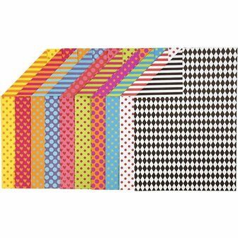 Karton - Diverse Kleuren - Met Patronen - A4 - 250 grams - Colortime - 20 vellen