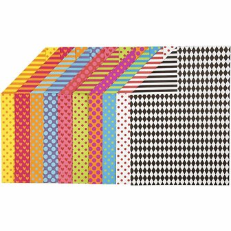 Karton - Gekleurd Hobbykarton - A4 Formaat - 250 Grams Papier - Met Patronen - Stevig DIY Knutselkarton - 20 Vellen - Perfect Voor Scrapbooking &amp; Creatieve Projecten