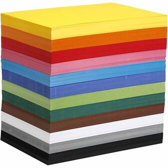 Verschillende Kleuren Karton 180 Grams - A4 Karton - Hobbykarton - Stevig Papier - Knutselpapier Knutselkarton - 12 Kleuren - 21x29,7 cm - A4 - 1200 Vellen