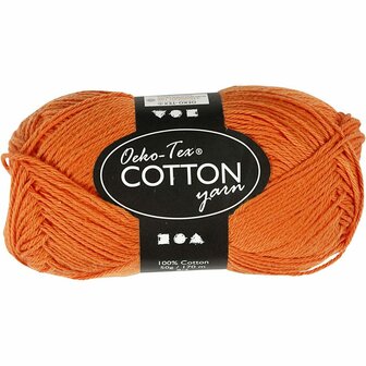 Katoengaren Oranje - Haken &amp; Breien - 100% Katoen Garen - Gecertificeerd Garen - Handwerk Garen - Kleurvast Garen - Milieuvriendelijk Garen - L 170 m - 50 gr - 1 Bol