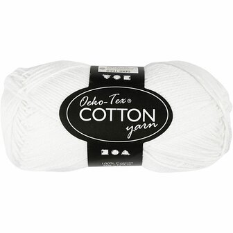 Katoengaren Wit - Breien &amp; Haken - 100% Katoen Garen - Ecologisch Garen - Zacht Breigaren - Hypoallergeen Garen - Lichtgewicht Katoen - L 170 m - 50 gr - 1 Bol