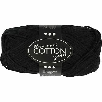 Katoengaren, zwart, afm 8/8, L: 80-85 m, afm maxi , 50 gr/ 1 bol