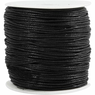 Zwart Waxkoord - Extra Sterk Katoentouw - Stevig DIY Koord voor Sieraden, Haken &amp; Knutselen - Hoge Kwaliteit Macram&eacute; Touw - 0,6 mm Dikte - 100 m Rol